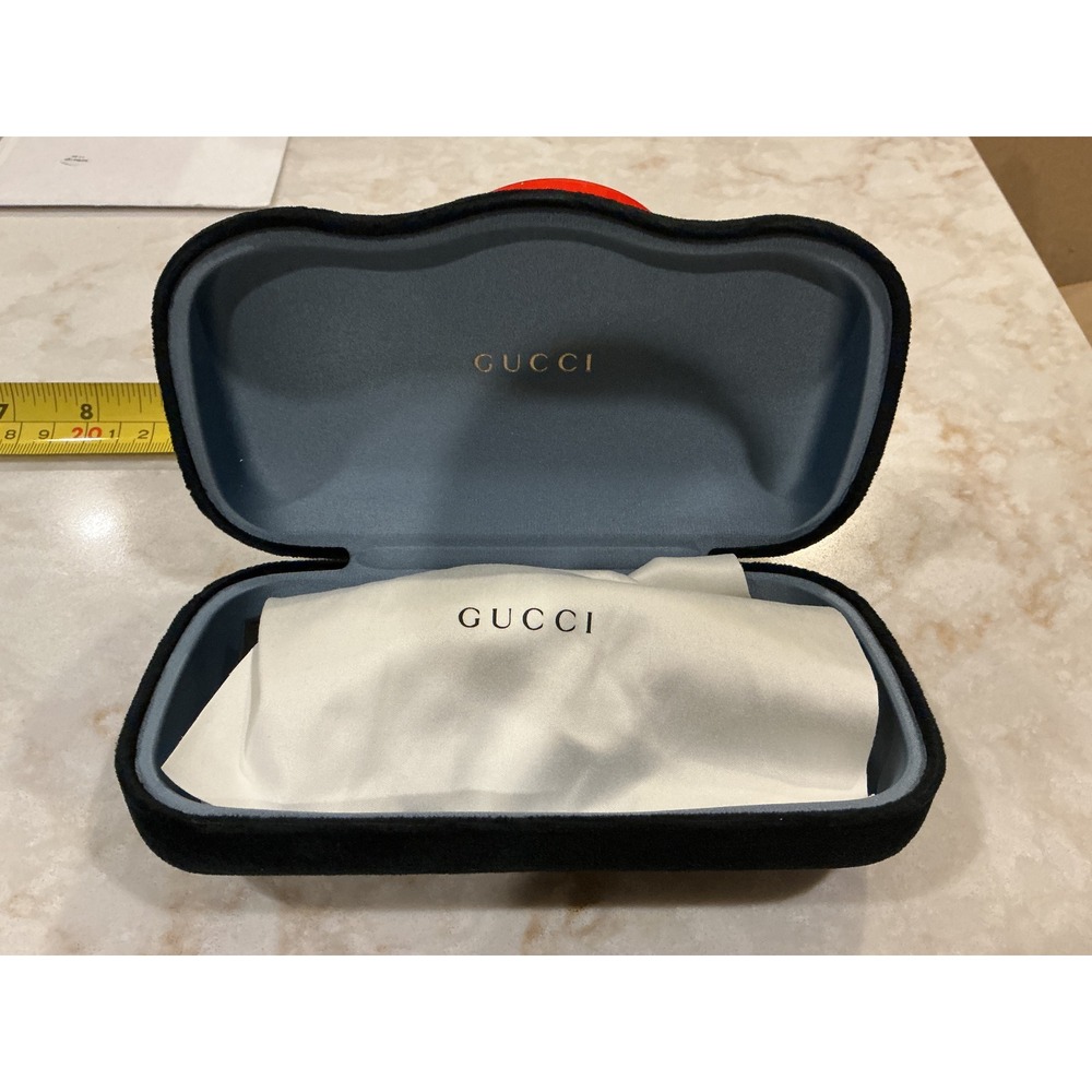 GUCCI GG0957S 003Cat Eye Sunglasses Black Gold Logo Brown Lens Italy M - Picture 3 of 13